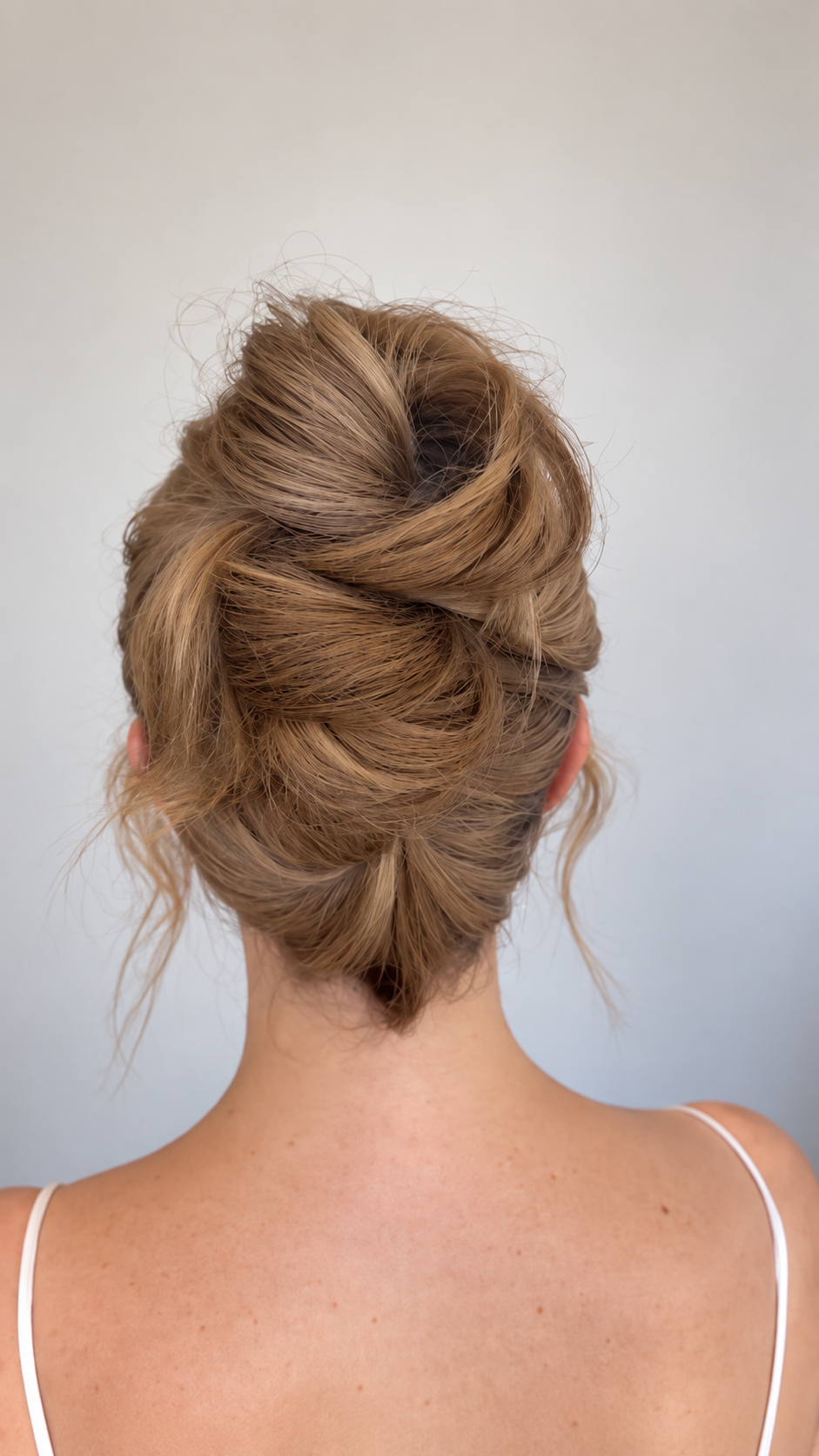 textured French twist upside bridal hair