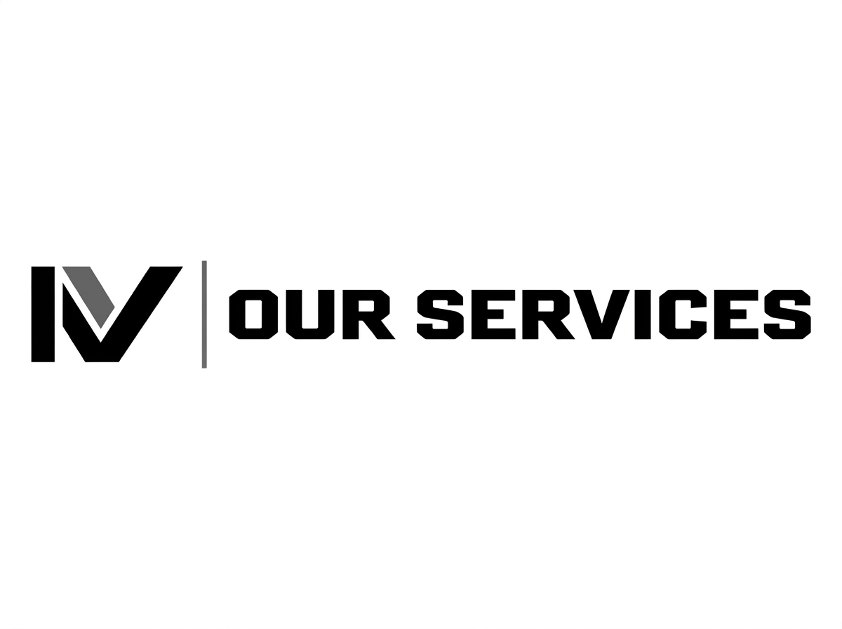 Company logo with stylized 'IV' and the words 'OUR SERVICES' in bold black letters.