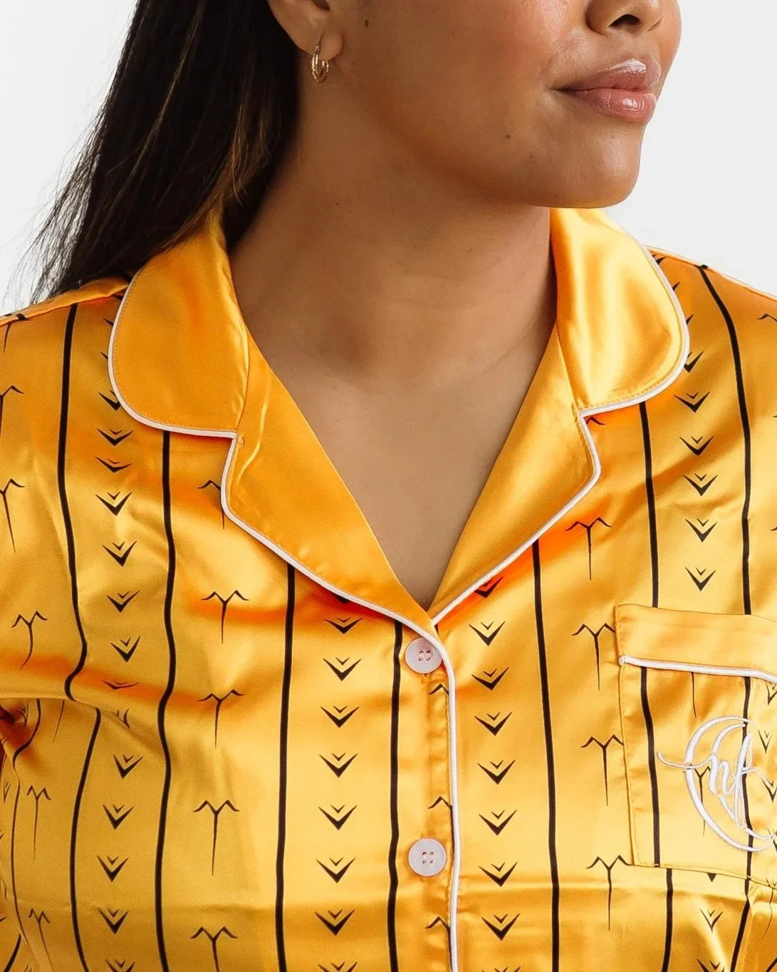 Yellow Satin Long PJ Set