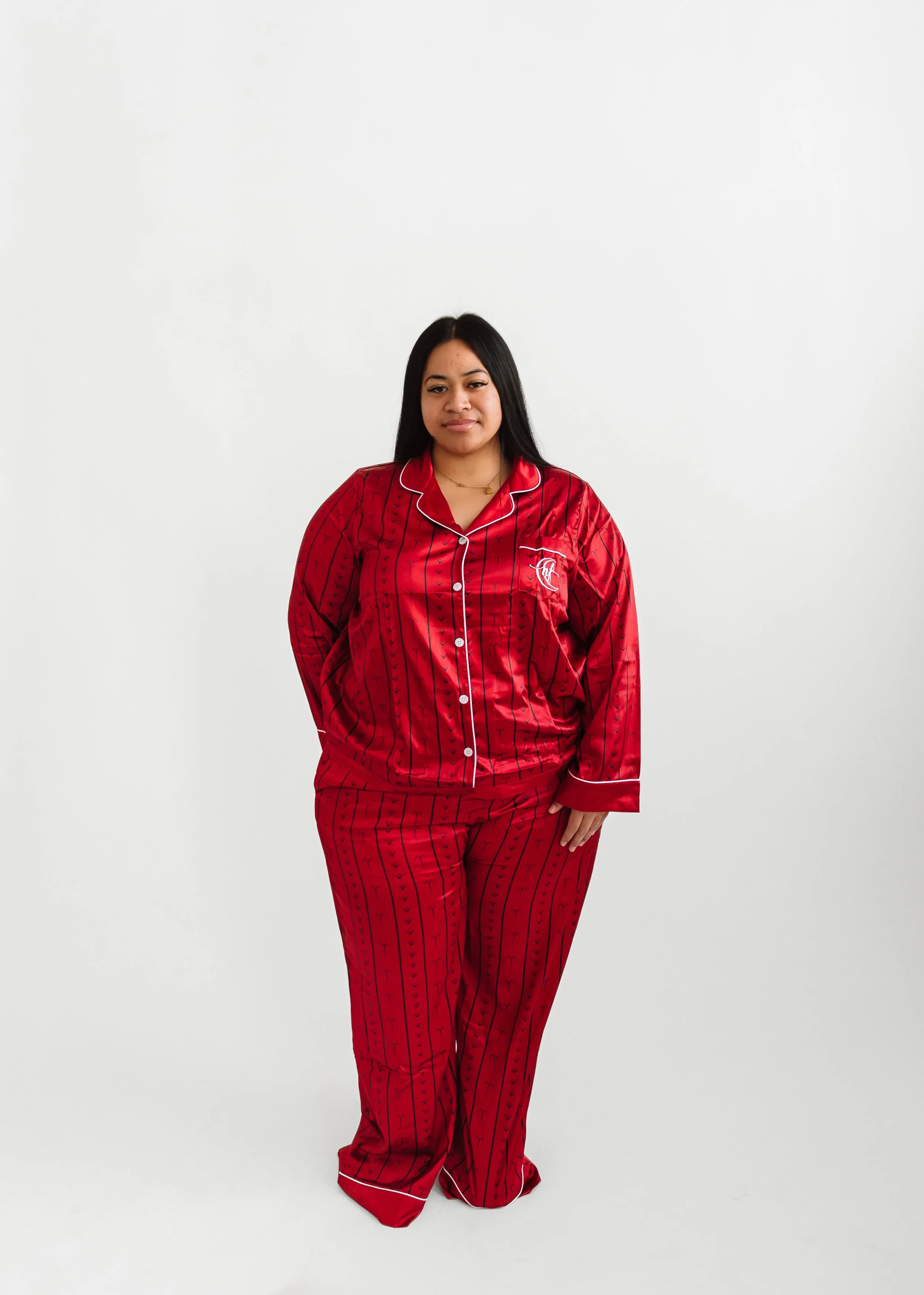 Red Satin Long PJ Set