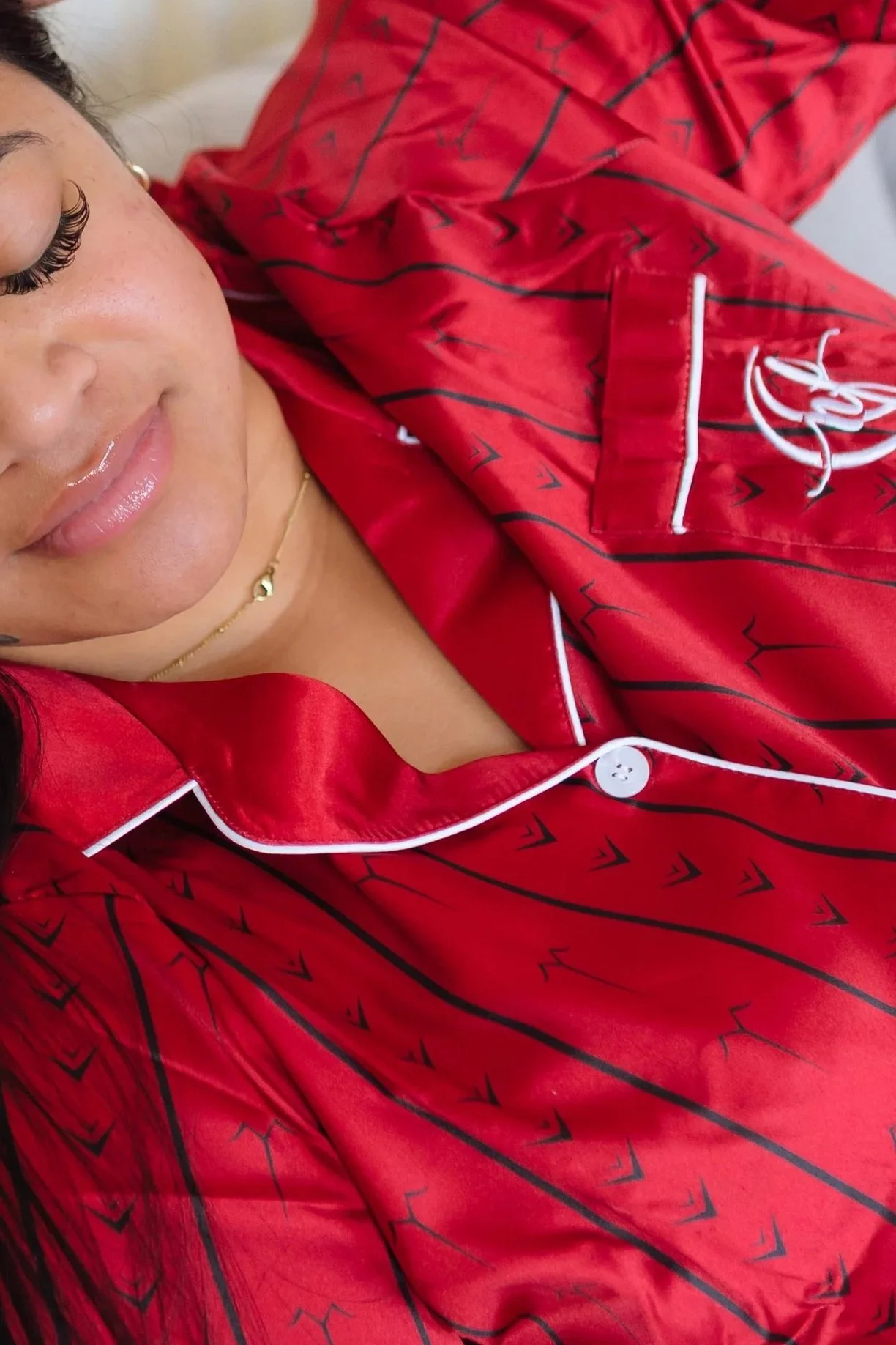 Red Satin Short PJ Set