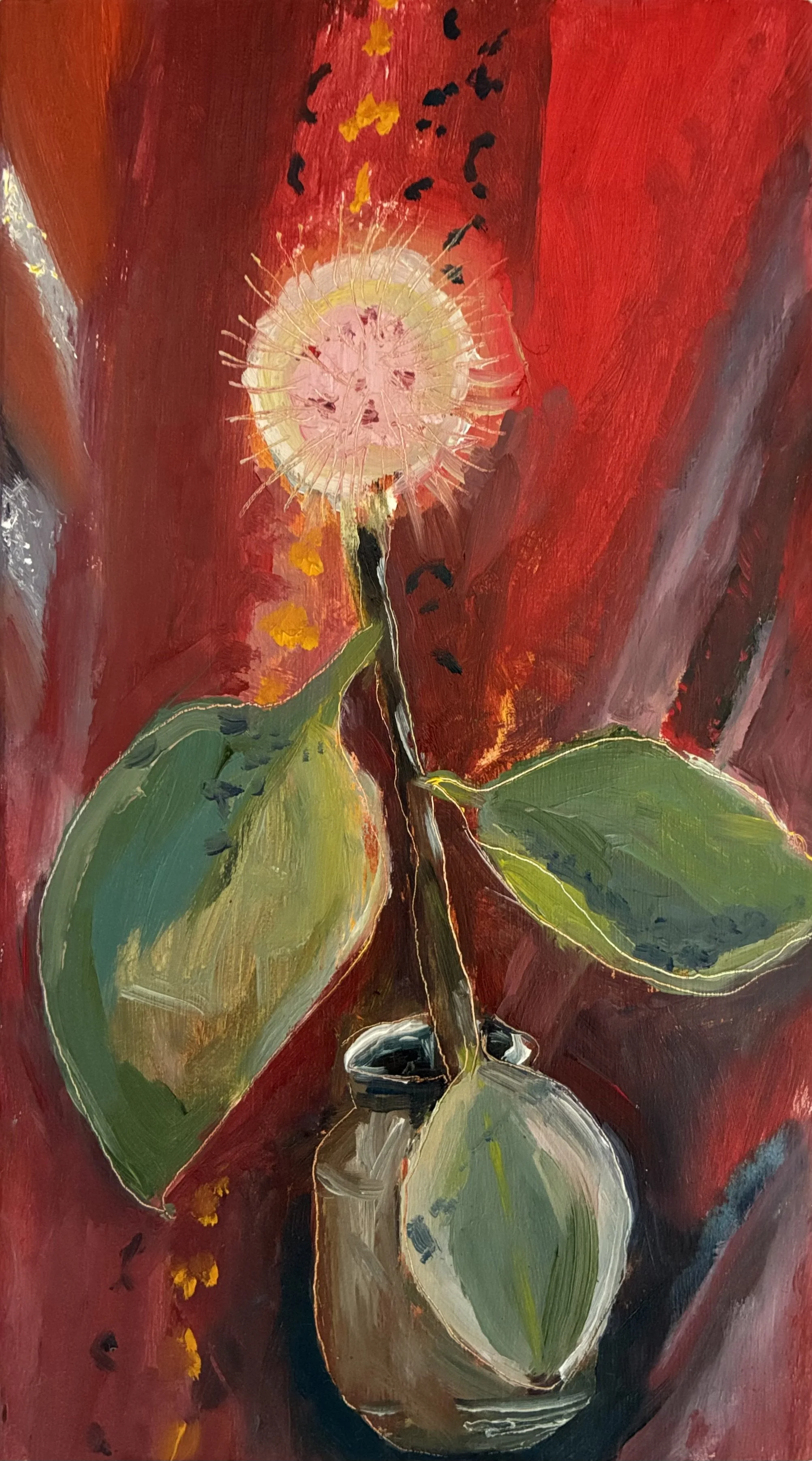 Upside down sea urchin hakea_oil paint on board_2026