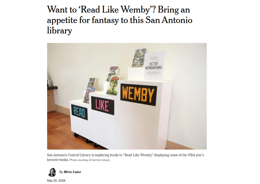 NATIONAL - Read Like Wemby was a campaign we ran based on the reading interests of NBA star Victor Wembanyama. The story was huge locally, and caught the interest of Mirin Fader with the Athletic. This article is behind a paywall.