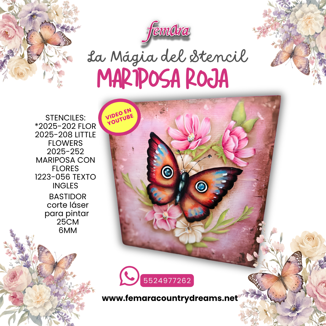 CUADRO MARIPOSA ROJA