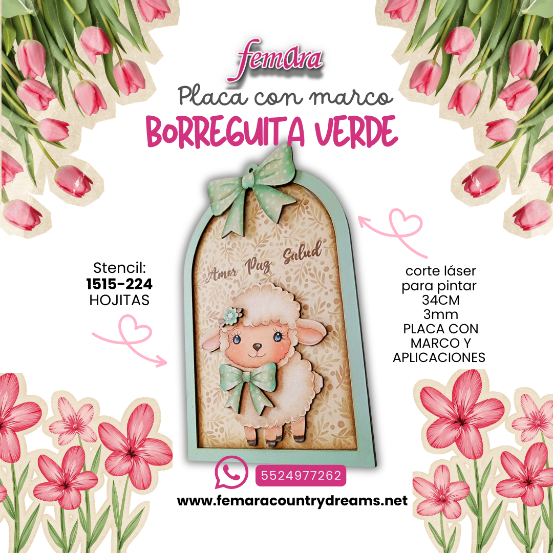 BORREGUITA VERDE PLACA CON MARCO