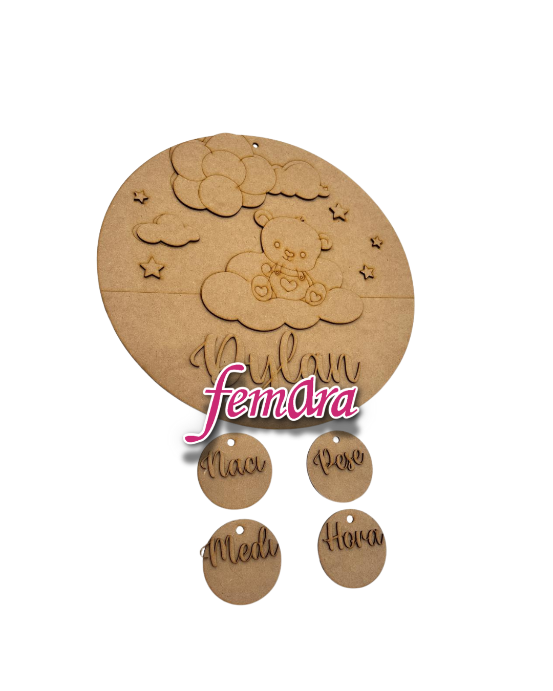 OSITO NUBES GLOBOS BEBE PLACA