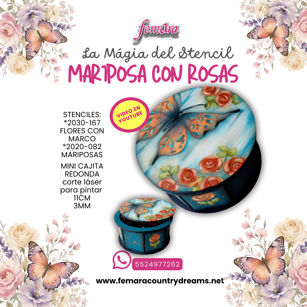 CAJITA MARIPOSA CON ROSAS