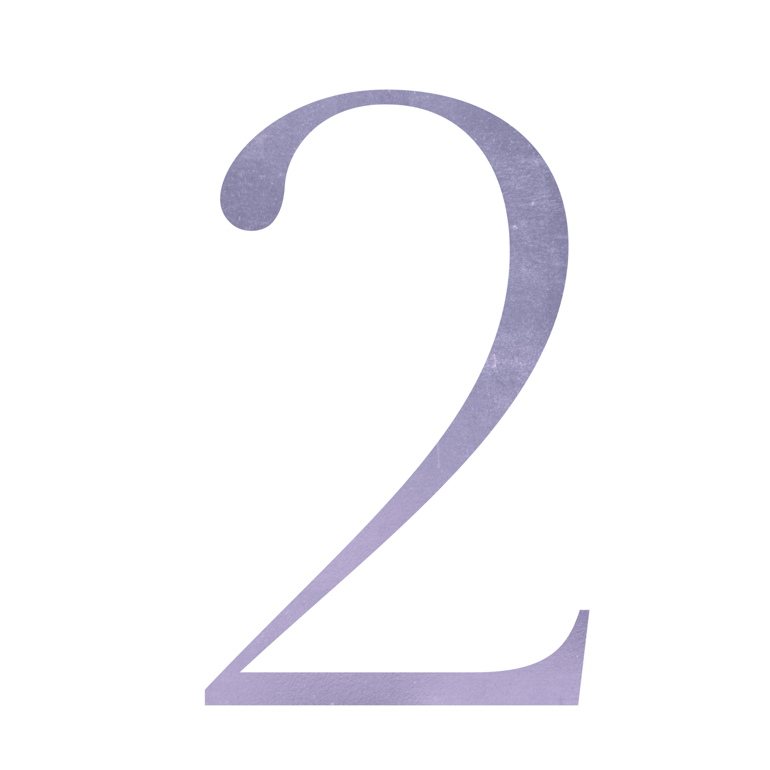 A stylized number 2 with a metallic, purple hue on a dark background.