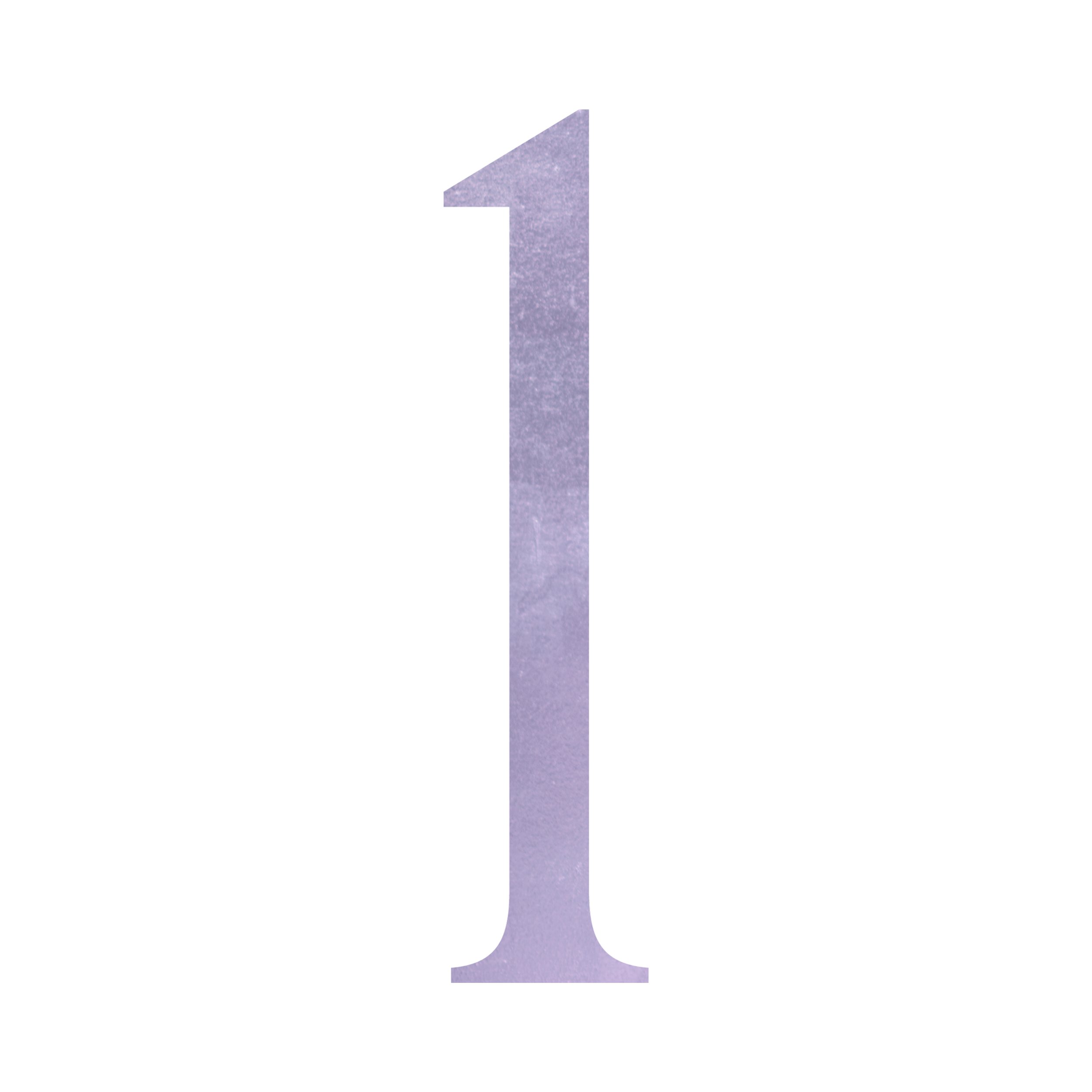 A large purple number one (1) with a textured, light purple surface in the middle.