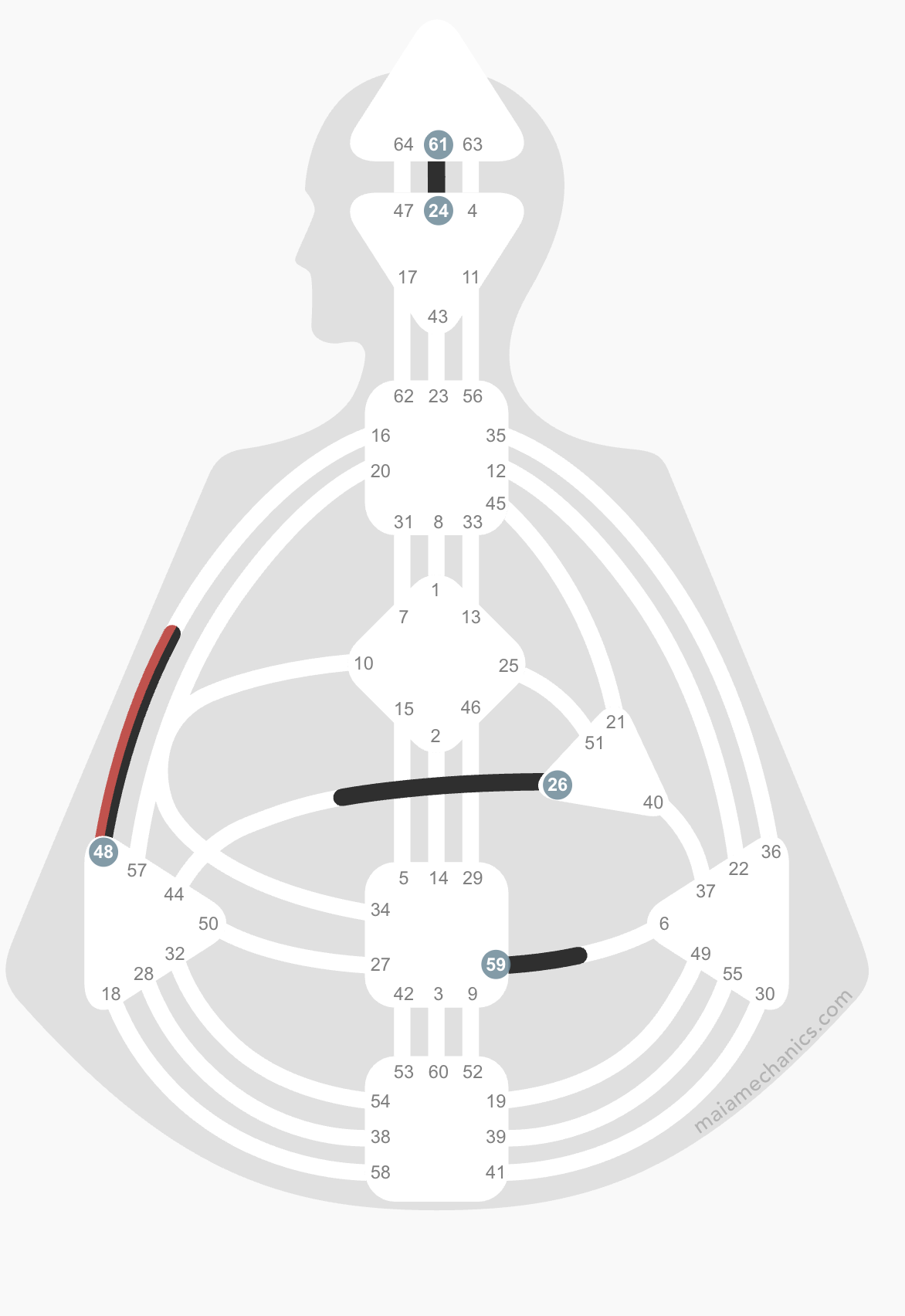 Diagram of human design chart of a Reflector, highlighting a completely open chart (no defined centres). 