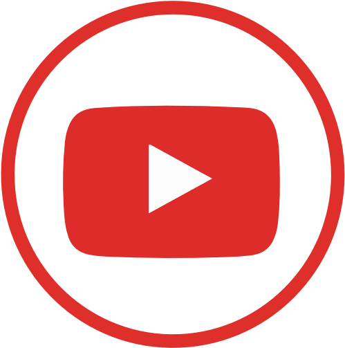 YouTube logo inside a red circle
