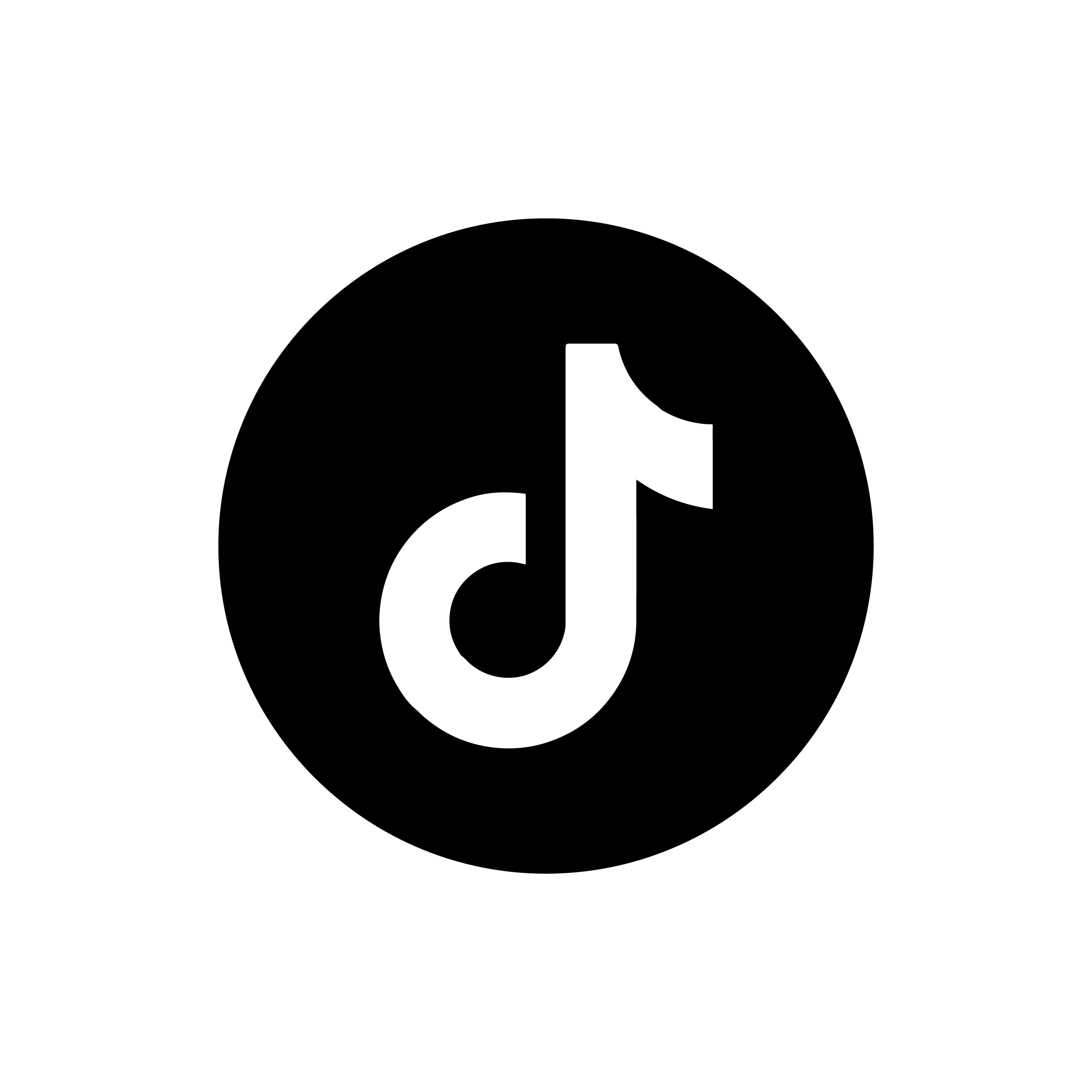Black background with white stylized TikTok logo at the center.