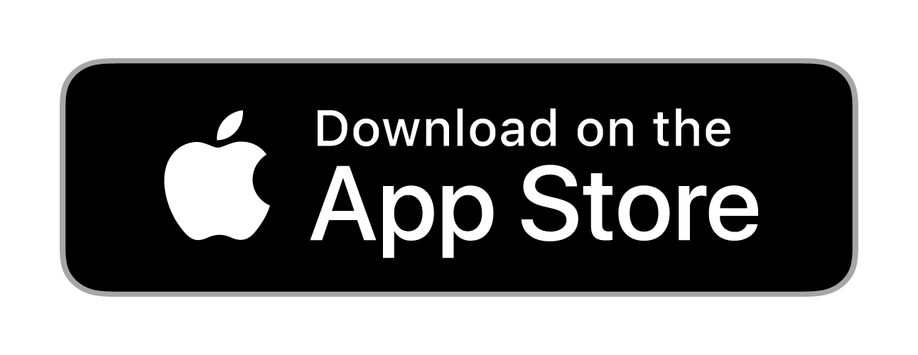 Black and white download button for the Apple App Store with the Apple logo and text.