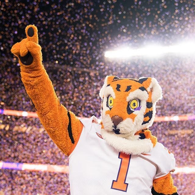 The Clemson Tiger Raising one's to the Sky