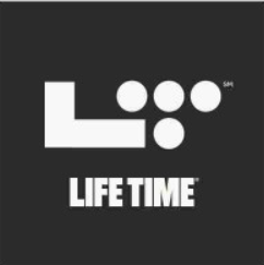 Logo with large white letter 'L' and three white dots on a black background, with the words 'LIFE TIME' underneath.