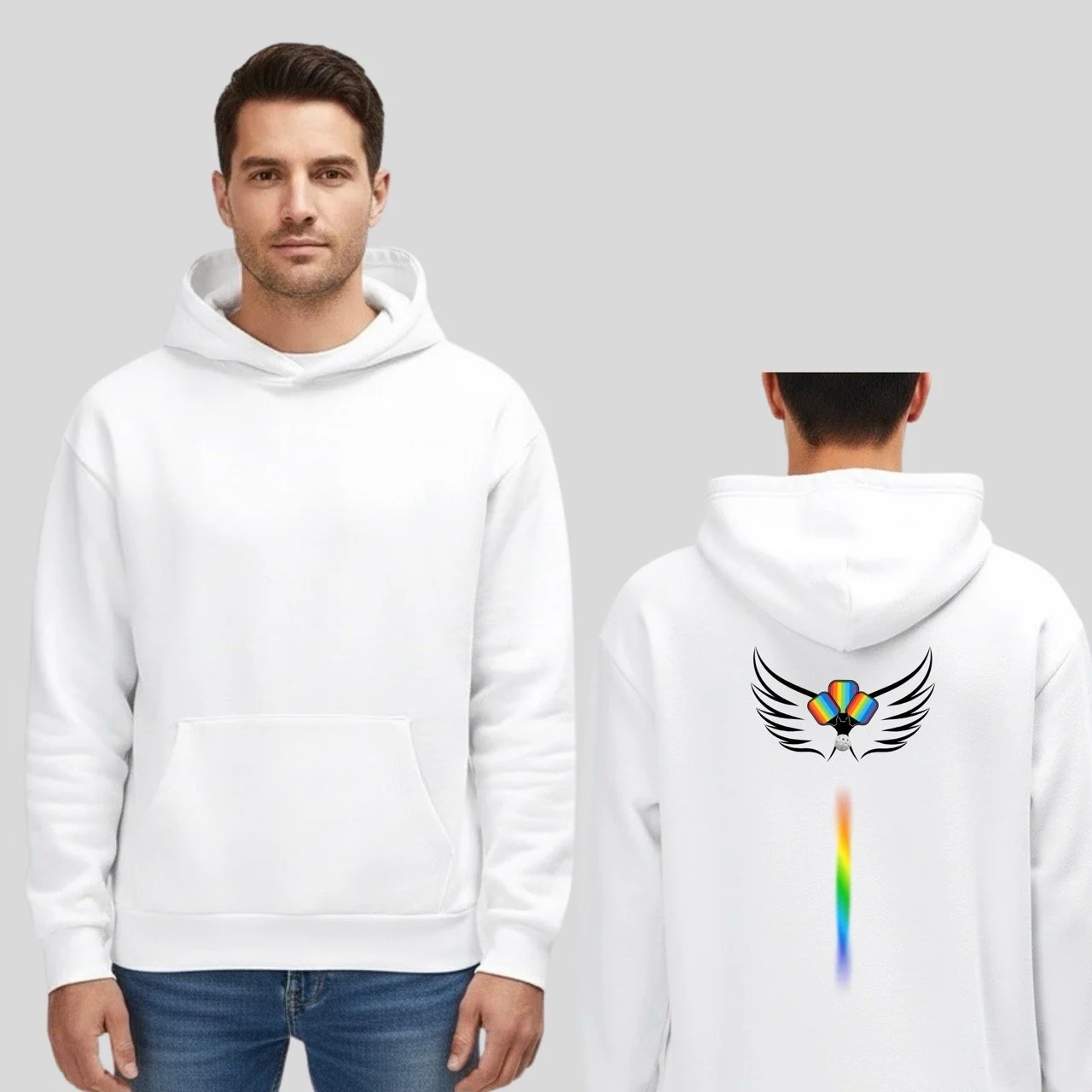 Men’s Rally with Pride ReFlex Fleece Hoodie | Rainbow Flight Crest Pullover