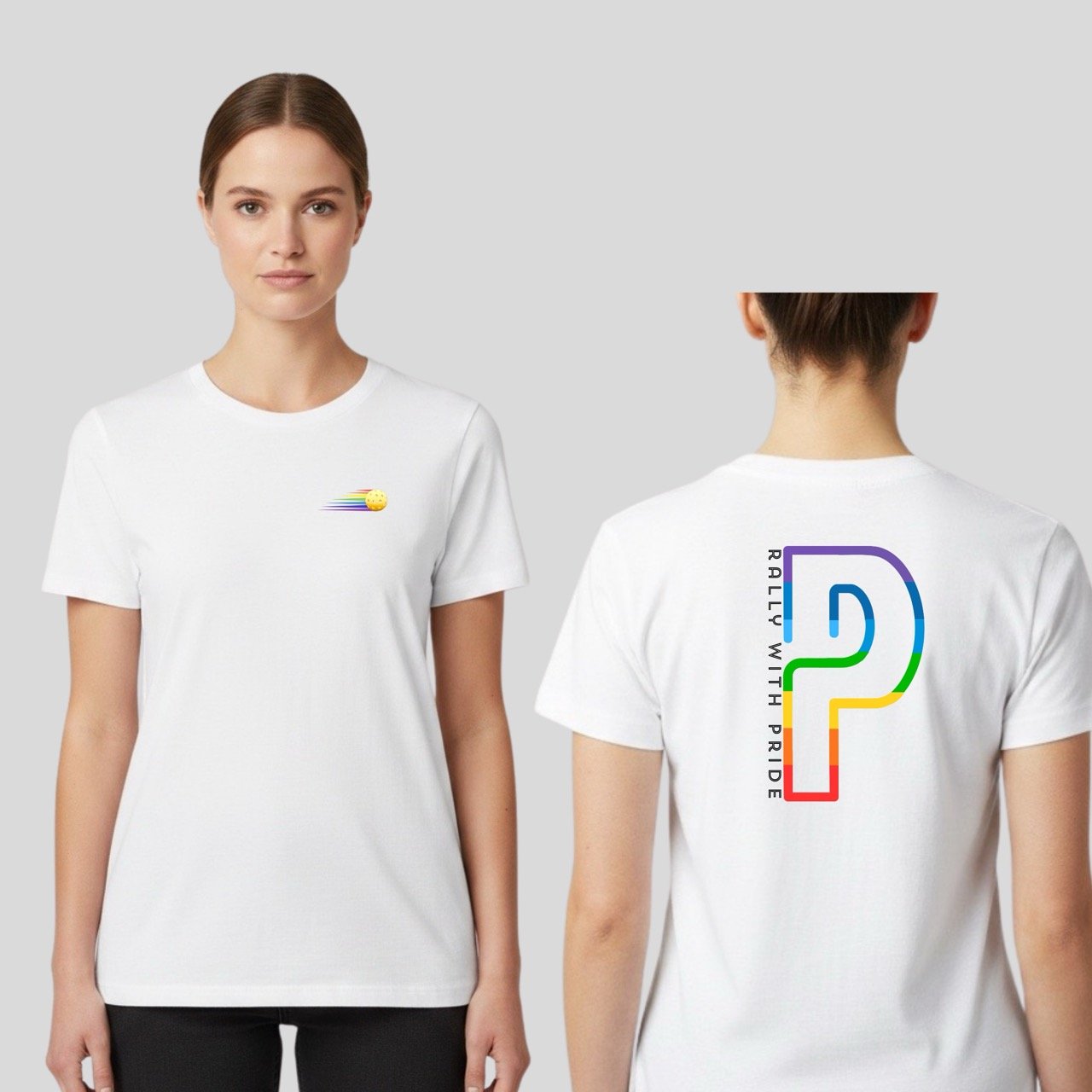 Women’s Pride Speedball Pickleball Graphic Tee | Rainbow Logo Edition