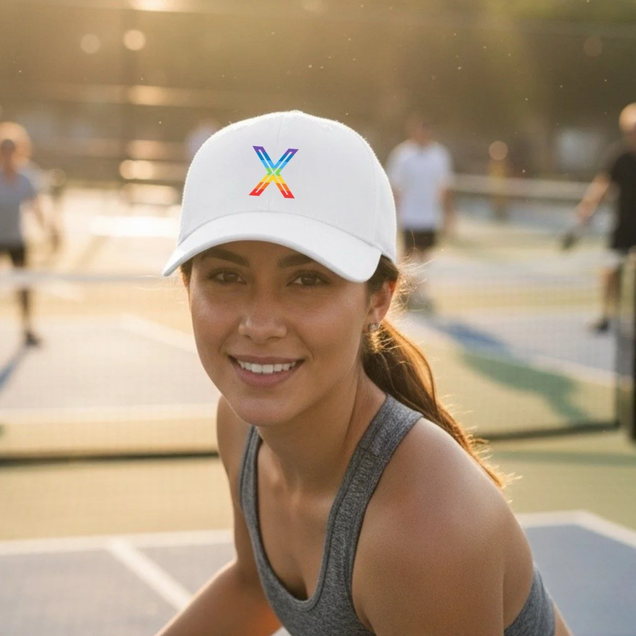 Rainbow Cross Court Flexfit Women's Cool & Dry Cap | Lightweight Pride Performance Hat