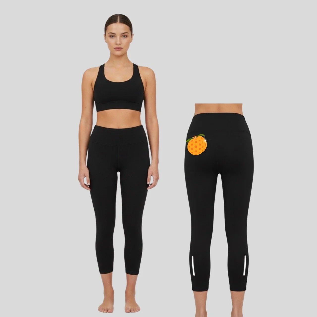 Women’s Citrus Crush 3/4 Crop Tights | Heavyweight 310 GSM Pickleball Peach Leggings