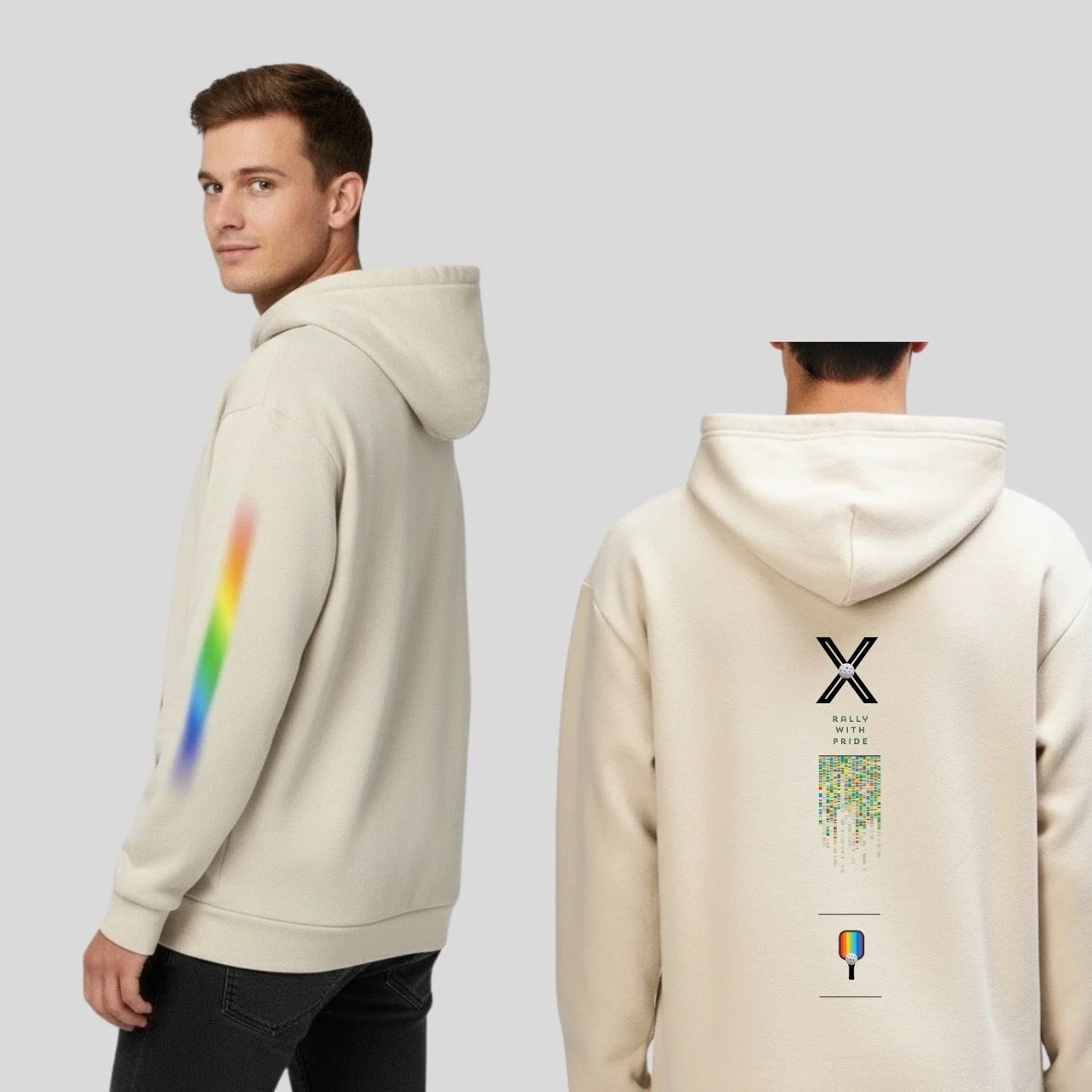 Men’s Rally with Pride ReFlex Fleece Hoodie | Rainbow Cascade 258g/m² Pullover