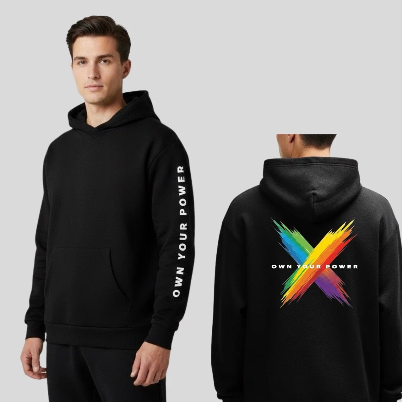 Men’s Own Your Power ReFlex Fleece Hoodie | Pride Power Splash Edition