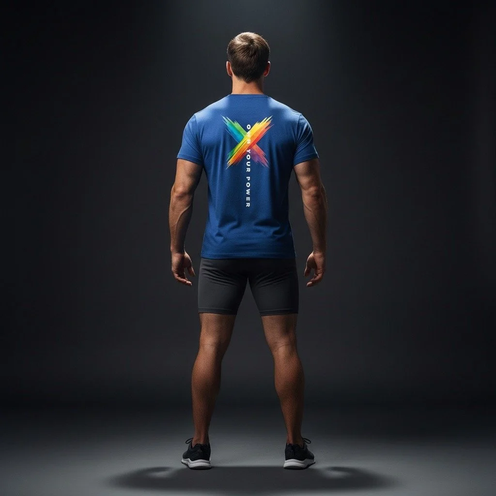 Men’s Own Your Power Performance Tee | Rainbow Pride Power Splash Edition