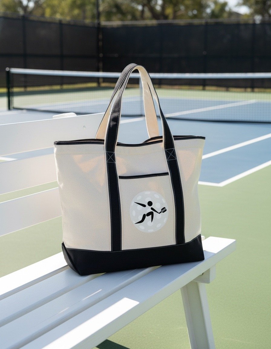 Classic Pickleball Eco Canvas Carryall Court Side Tote Bag