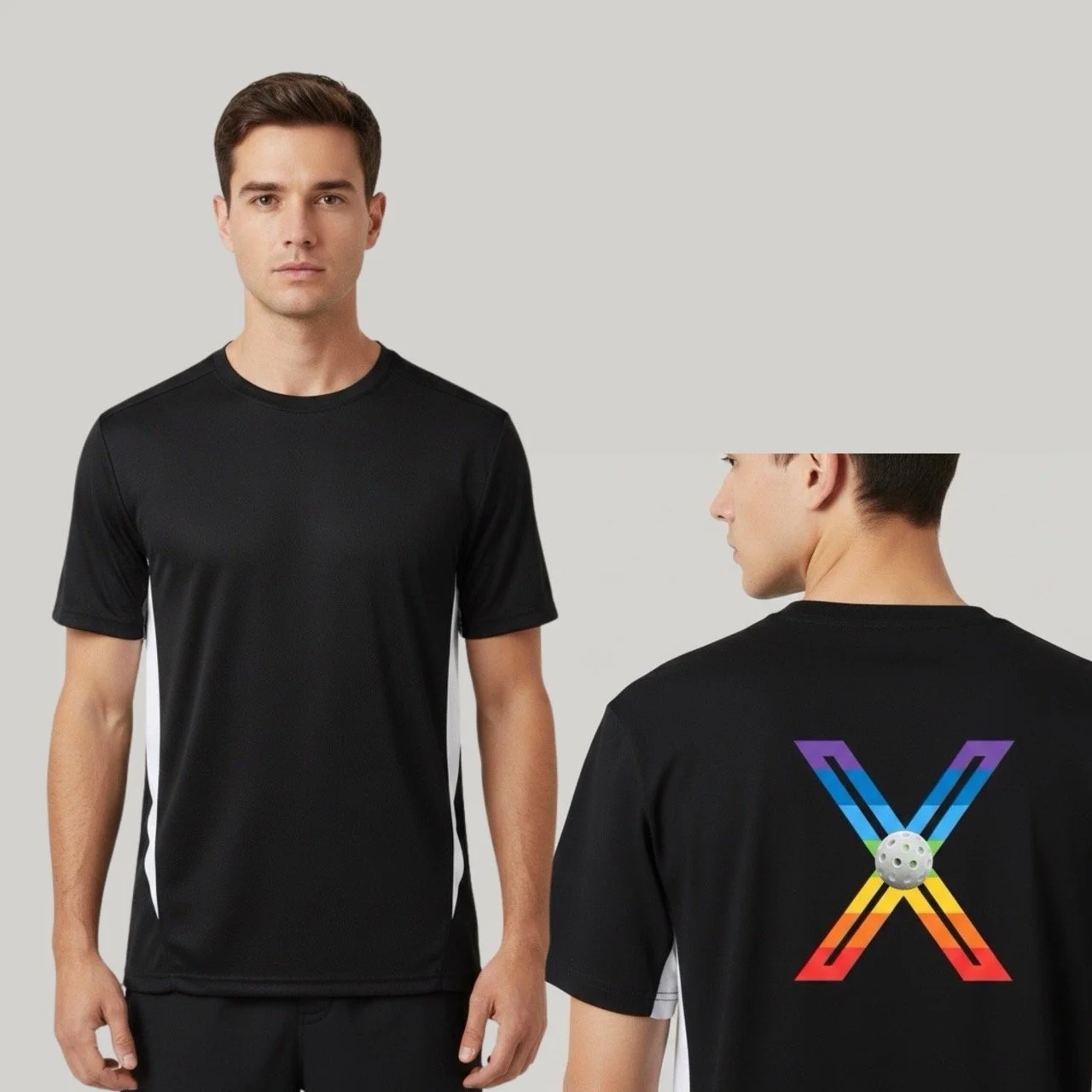 Men’s Rally with Pride Performance Tee | Rainbow Geometric X Edition (Contrasting Obliques)