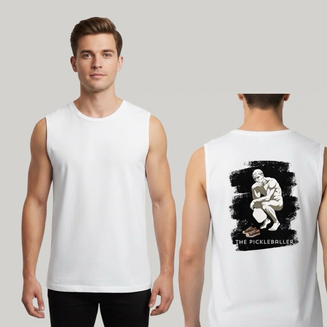 Men’s The Thinker Cotton Tank | Art of Pickleball Series