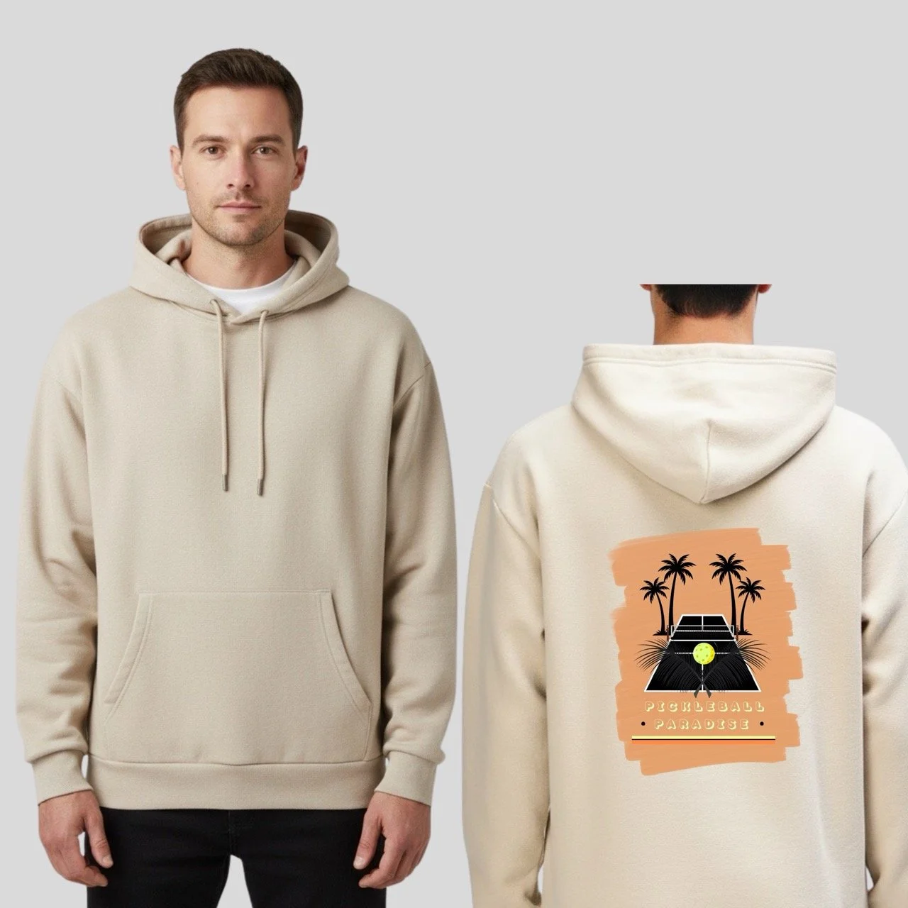 Men’s Pickleball Paradise ReFlex Fleece Hoodie | Tropical Summer Court Pullover