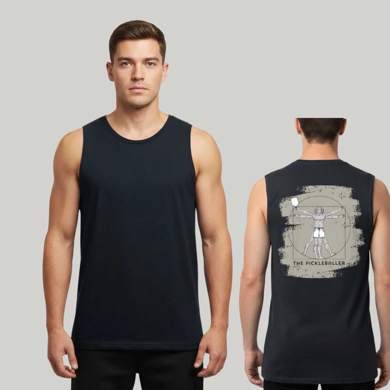 Men’s The Vitruvian Pickleballer Cotton Tank | Art of Pickleball Series