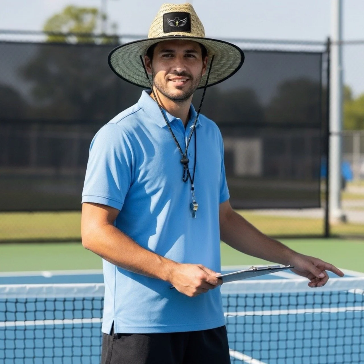 COURT WIDE BRIM MEN'S STRAW HAT | BREATHABLE SUN PROTECTION LIFEGUARD HAT