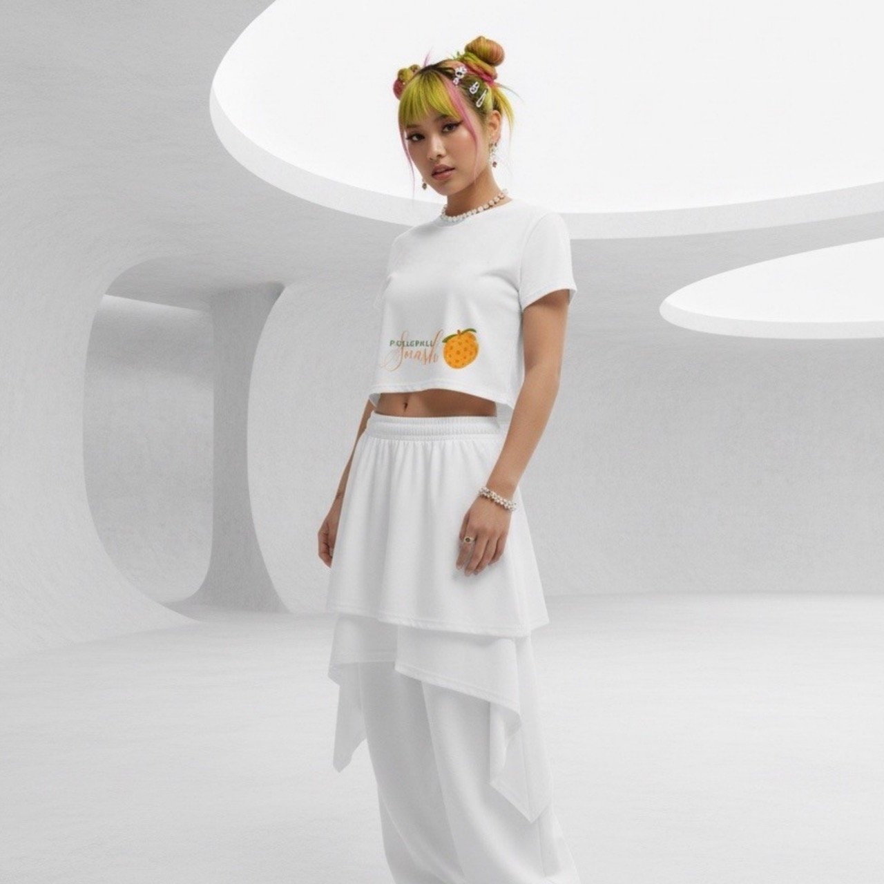 Women’s Relaxed Pickleball Smash Crop Top | Peach Edition