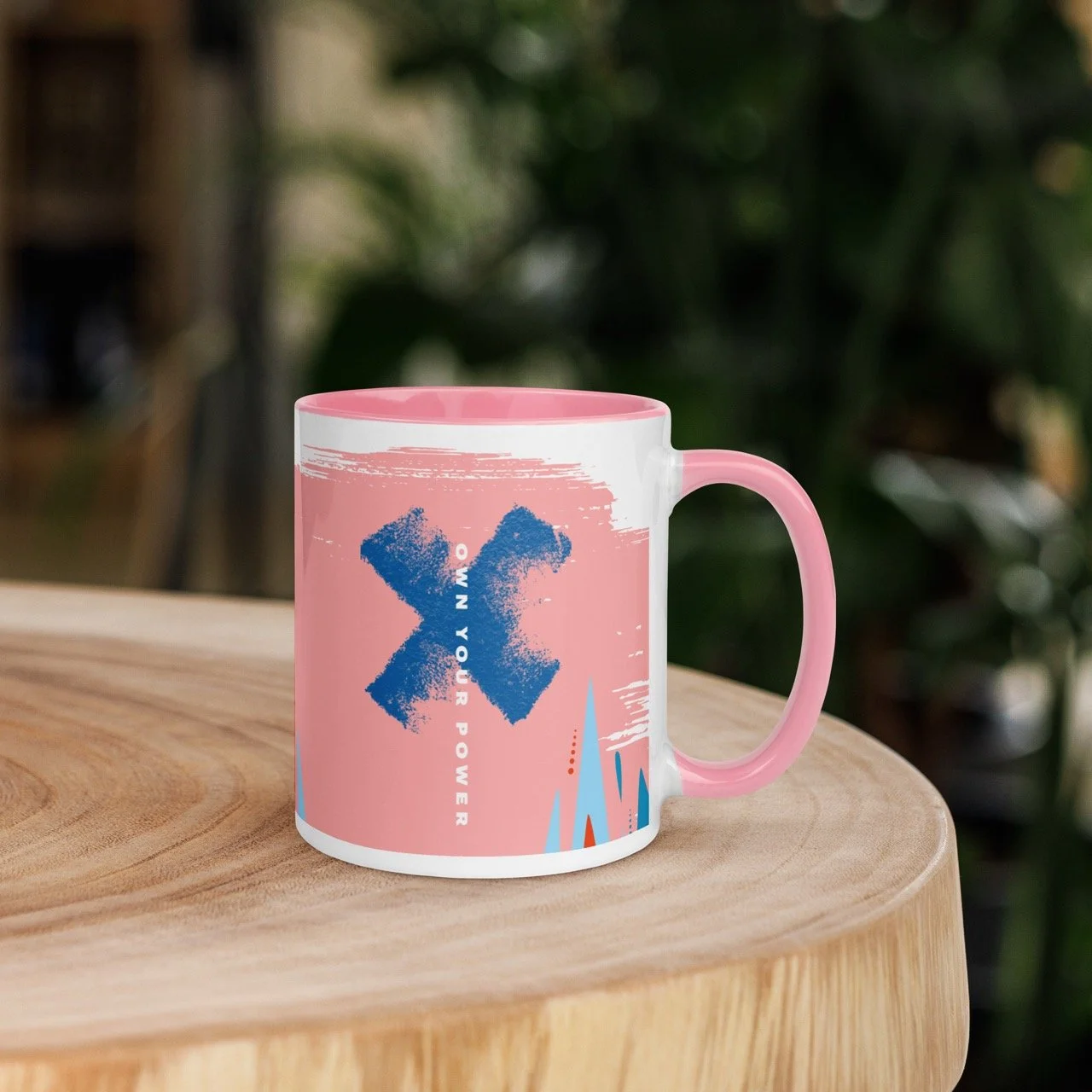 Own Your Power Abstract Ceramic Mug | Pink & Blue Two-Tone Daily Motivation Gift