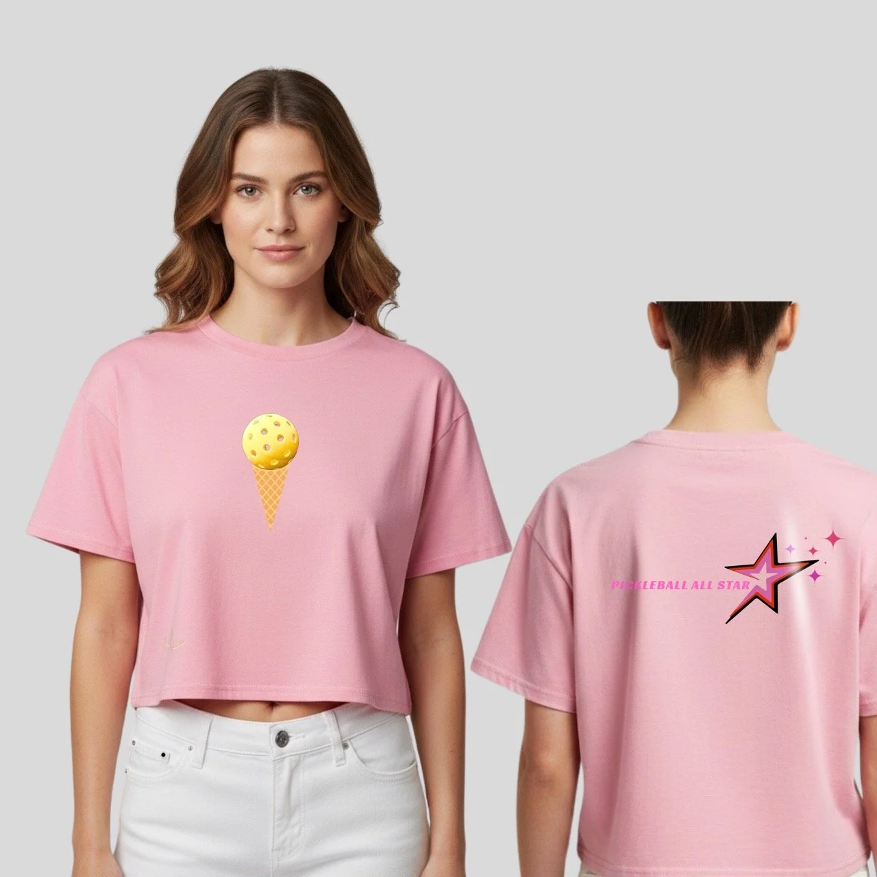 Women’s Relaxed Pickleball All Star Crop Top | Ice Cream Graphic Edition