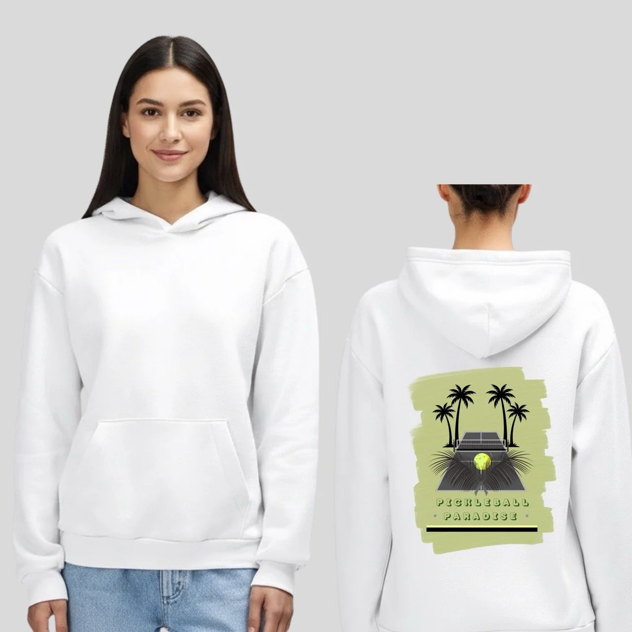 Women’s Pickleball Paradise Lightweight Fleece Hoodie | Sage Court Edition