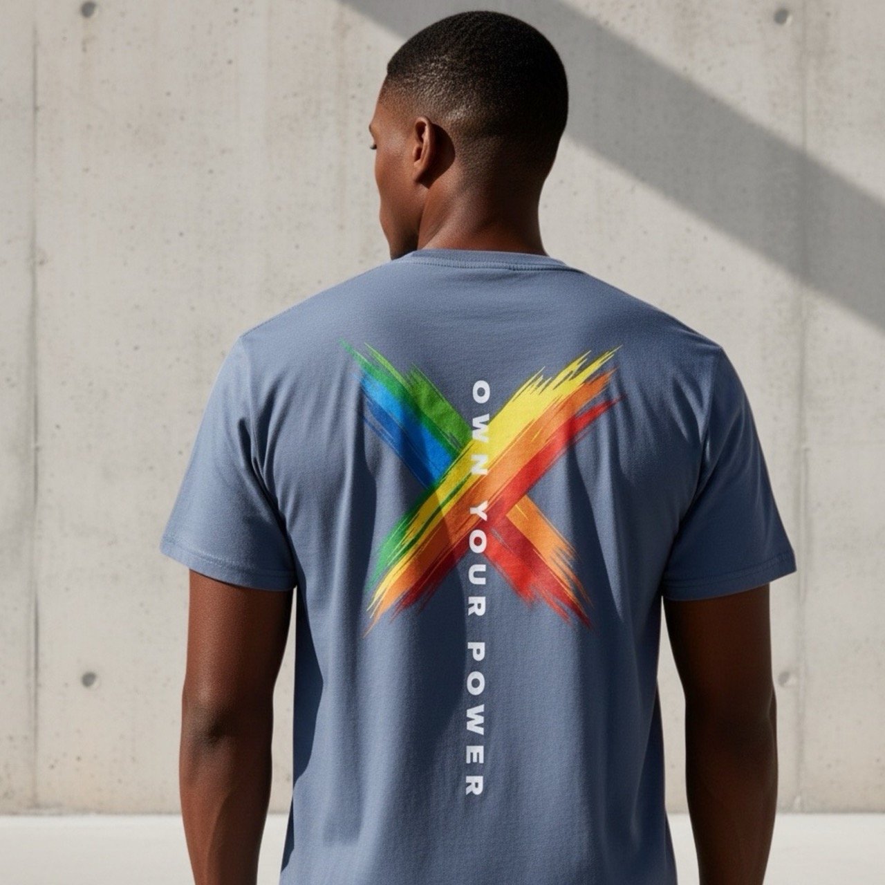 Men’s Own Your Power Faded Cotton Tee | Rainbow Pride Power Splash Edition