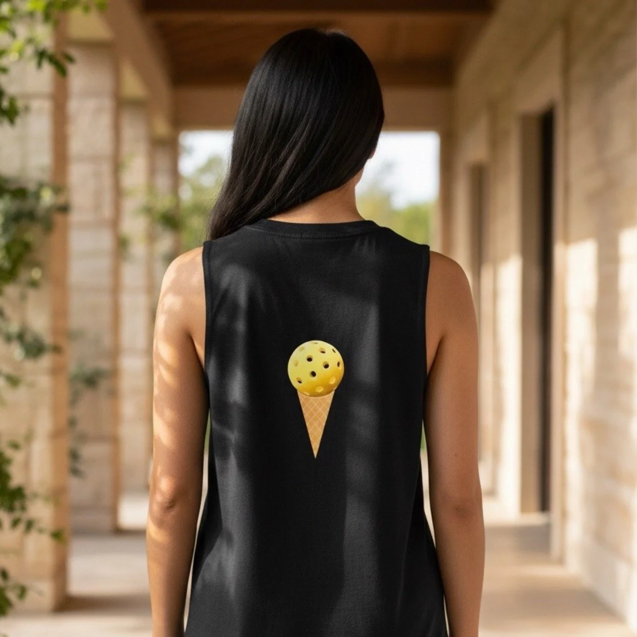 Women’s Pickleball Ice Cream Cotton Tank | Mid-Weight Sunsmart Muscle Tee