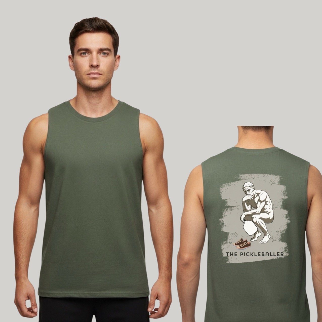Men’s The Thinker Cotton Tank | Art of Pickleball Heavy Muscle Tee