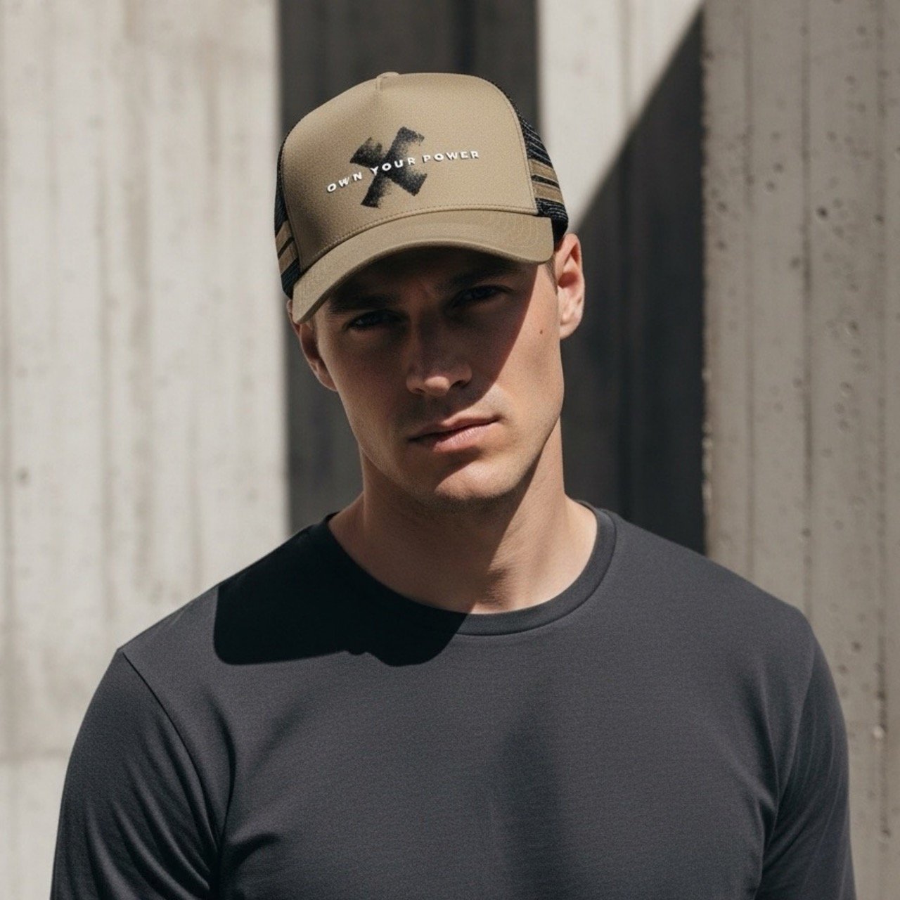 Own Your Power Men's Trucker Cap | Structured A-Frame Performance Mesh Hat