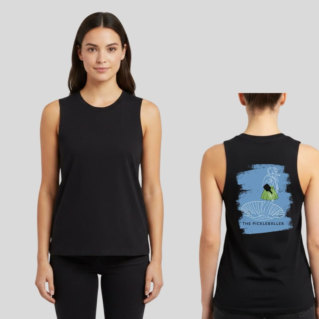 Women’s Relaxed The Birth of Venus Cotton Tank | Art of Pickleball Blue Edition