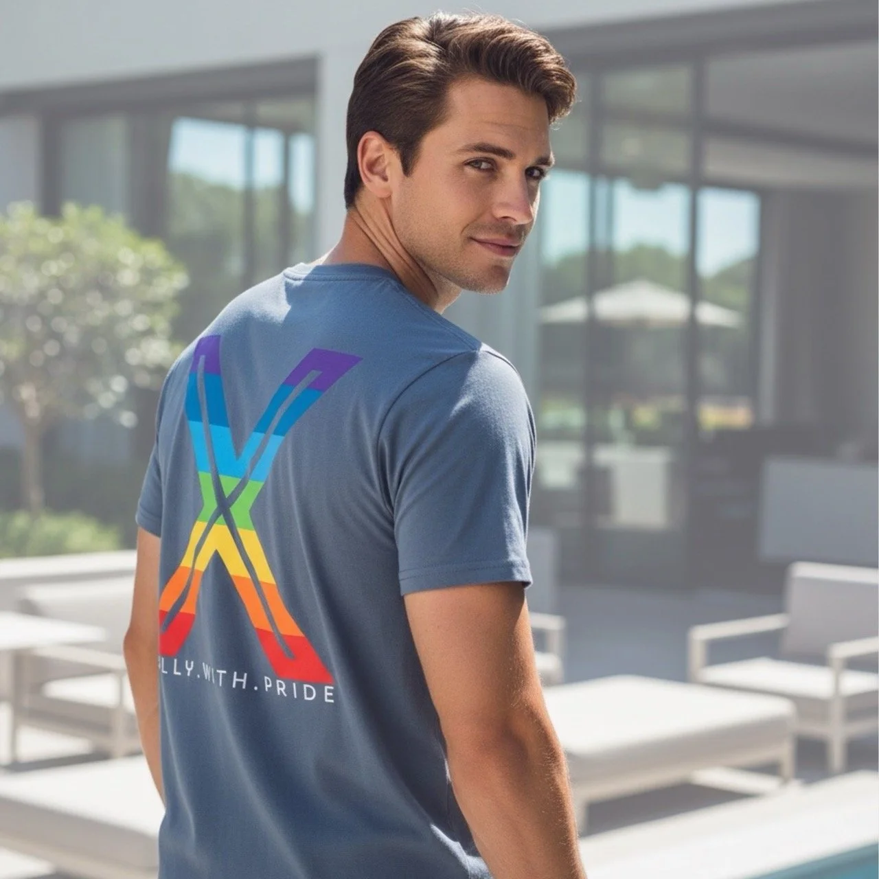 Men’s Rally with Pride Faded Cotton Tee | Rainbow X Geometric Edition
