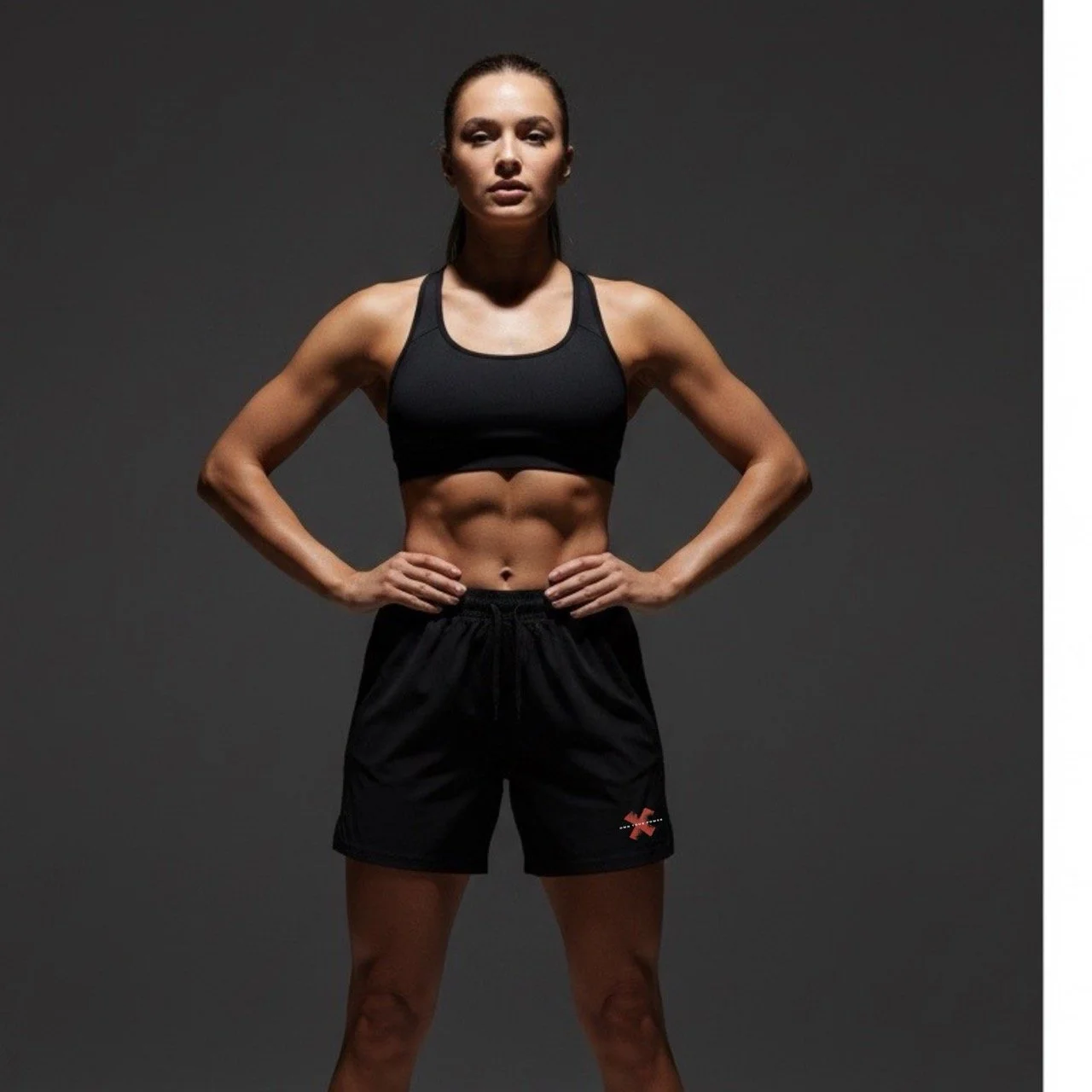 Women’s Own Your Power Athletic Shorts |Textured Crest Stretch Shorts
