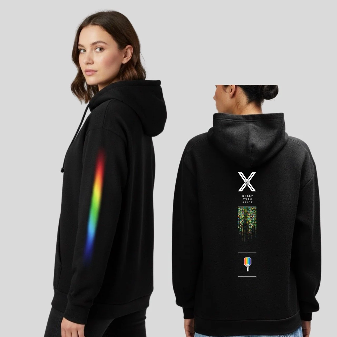 Women’s Rally with Pride Lightweight Fleece Hoodie | Rainbow Sleeve Edition