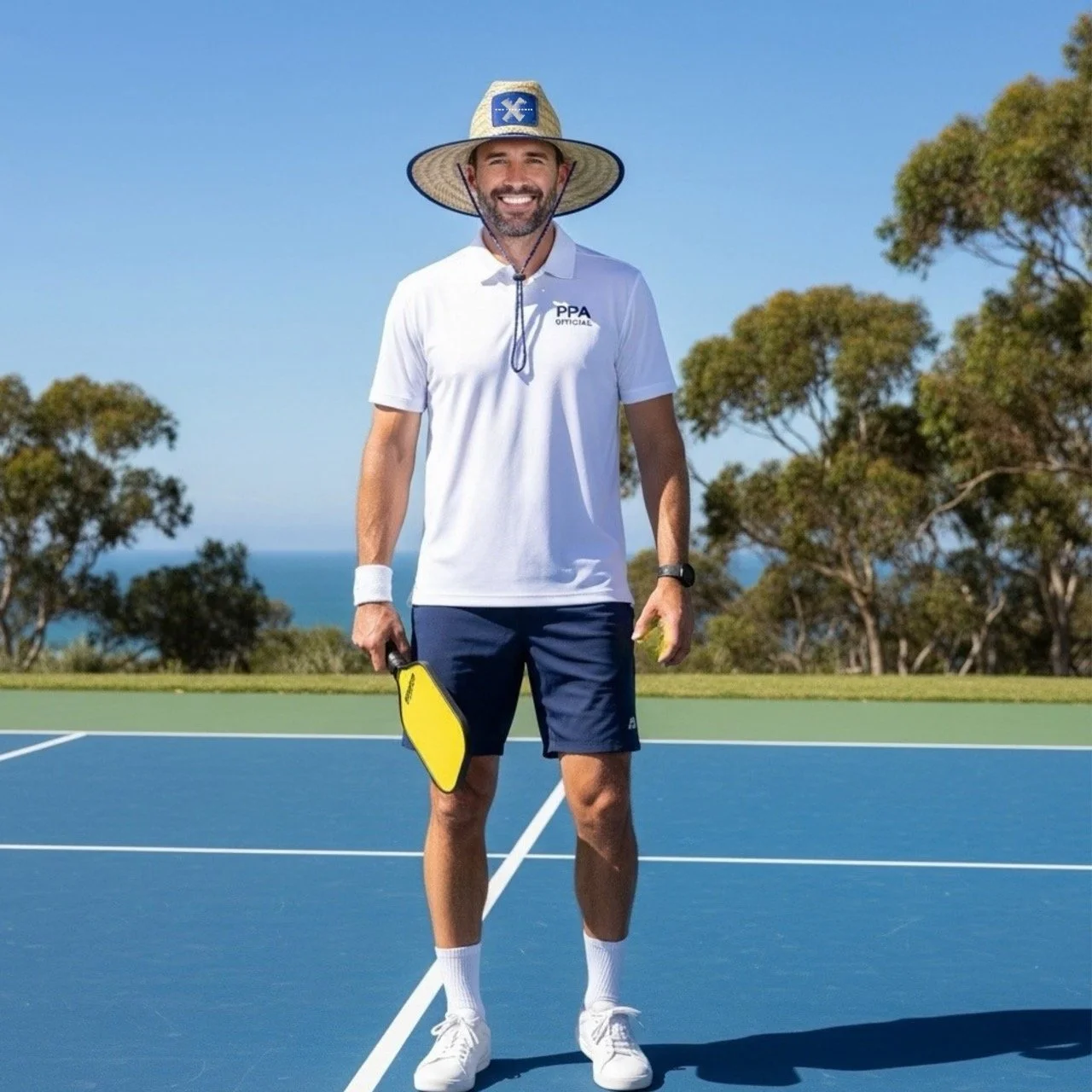 Court Wide Brim MEN'S Own Your Power Straw Hat | Breathable Sun Protection Lifeguard Hat