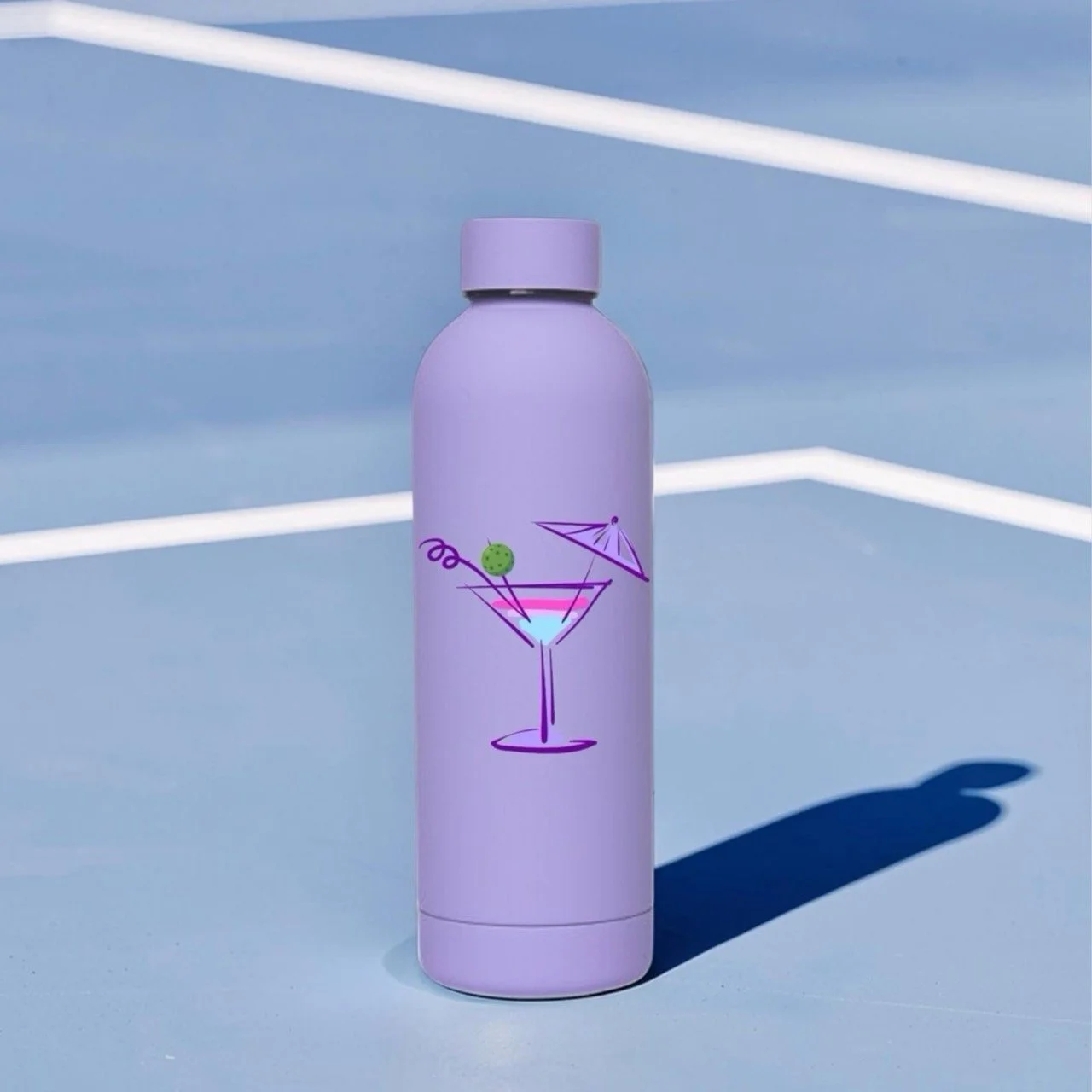 Cocktail Pickleball Double-walled Insulated Stainless Steel Water Bottle | 500ml