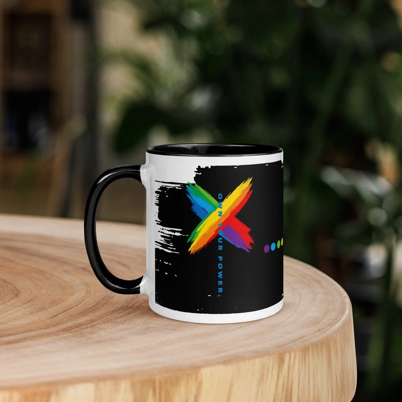 Own Your Power Rainbow Mug | Black Two-Tone Ceramic Motivational Pride Gift