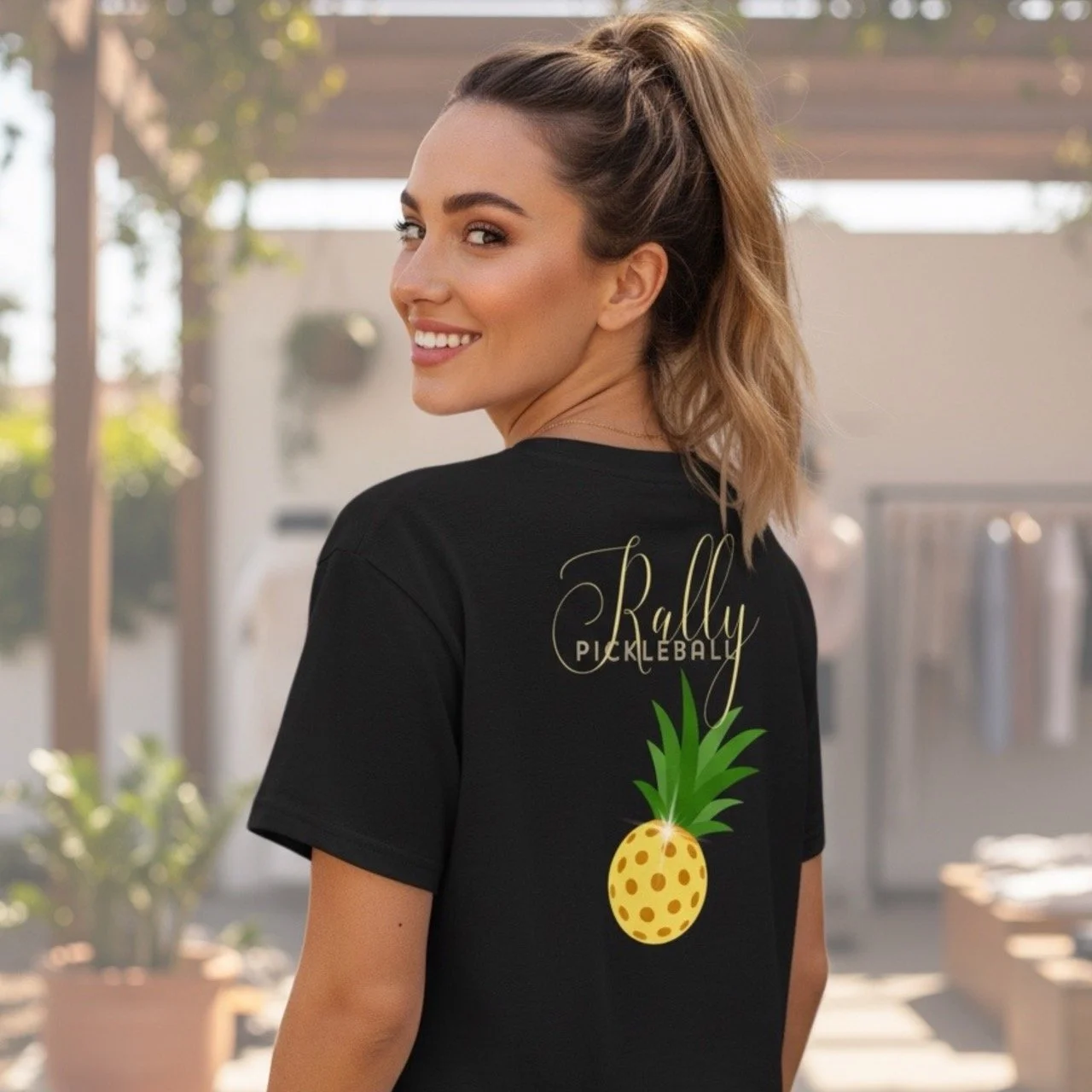 Women’s Relaxed Rally Pickleball Crop Top | Pineapple Back-Print