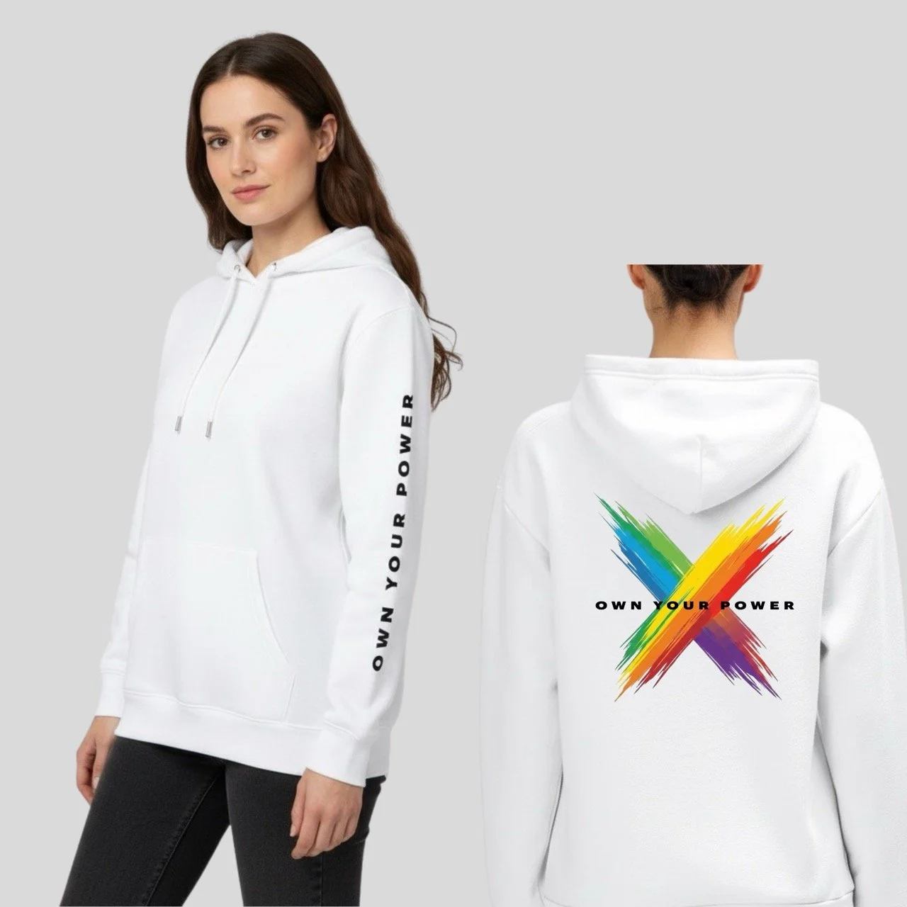Women’s Own Your Power Lightweight Fleece Hoodie | Rainbow Pride Edition