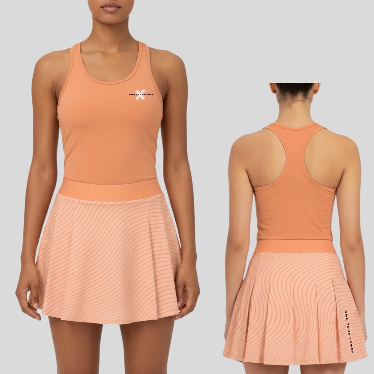 Women’s "Own Your Power" Court Set – Coral Pro-Wick Skirt & Singlet Combo